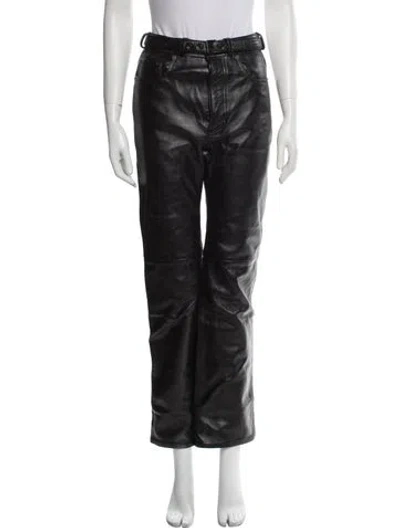 Pre-owned Acne Studios Leather Straight Leg Pants In Black