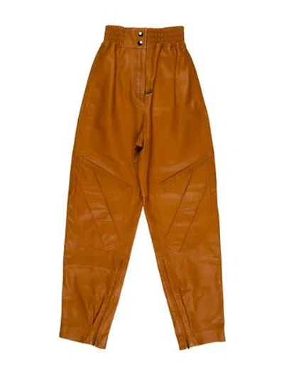 Pre-owned Acne Studios Leather Straight Leg Pants In Brown