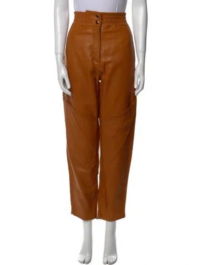 Pre-owned Acne Studios Leather Straight Leg Pants In Brown