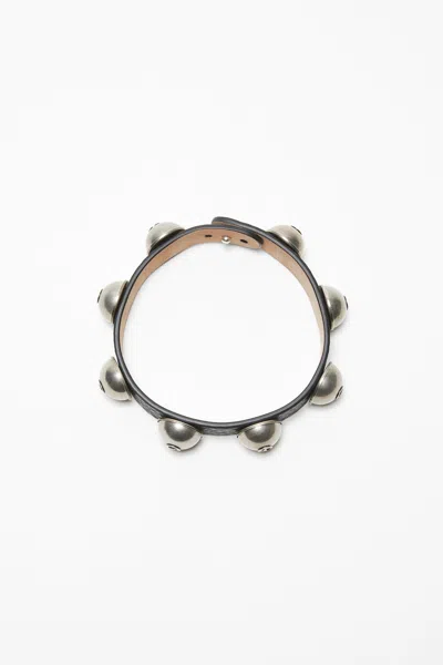 Acne Studios Leather Stud Necklace In Black