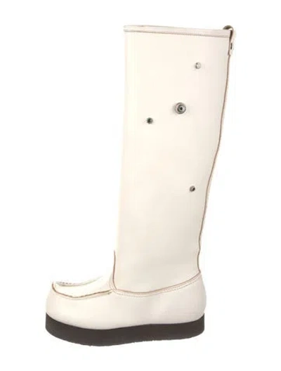 Pre-owned Acne Studios Leather Studded Accents Riding Boots In Neutral