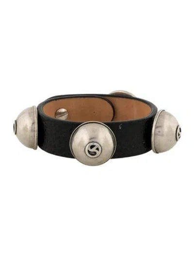 Pre-owned Acne Studios Leather Studded Wrap Bracelet In Black