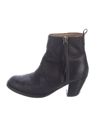 Pre-owned Acne Studios Leather Tassel Accents Boots In Black