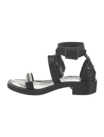 Pre-owned Acne Studios Leather Tassel Accents Sandals In Black