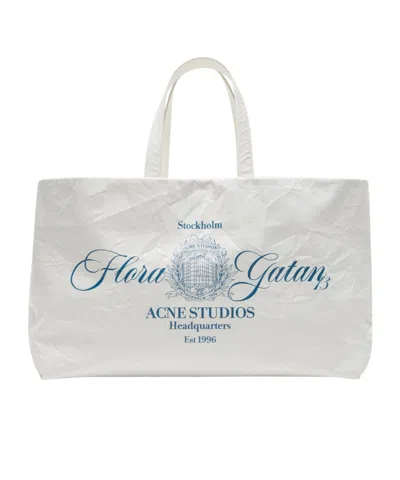Acne Studios Leather Tote With Logo In Black