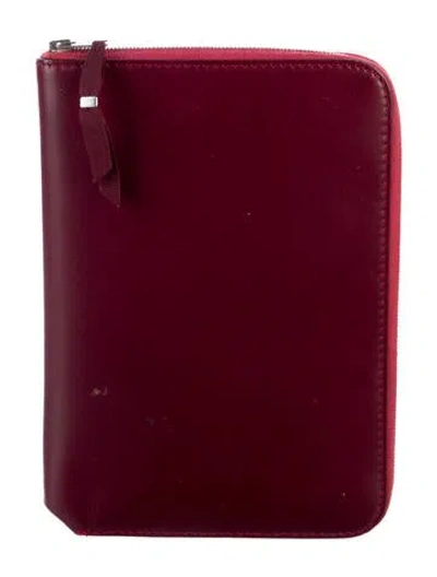 Pre-owned Acne Studios Leather Travel Case In Burgundy