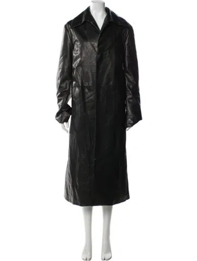Pre-owned Acne Studios Leather Trench Coat In Black