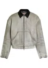 Acne Studios Leather-trim Cotton-twill Jacket In Multi