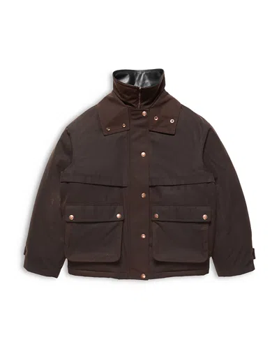 Acne Studios Leather Trim Field Jacket In Brown