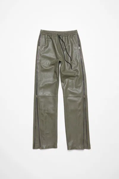 Acne Studios Leather Trousers In Green