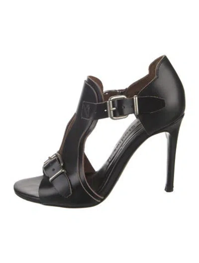 Pre-owned Acne Studios Leather T-strap Sandals In Black