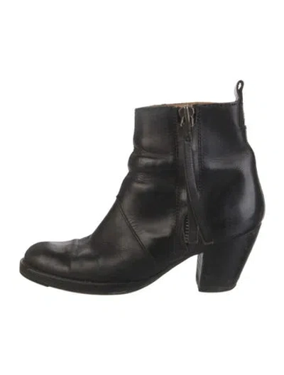 Pre-owned Acne Studios Leather Western Boots In Black