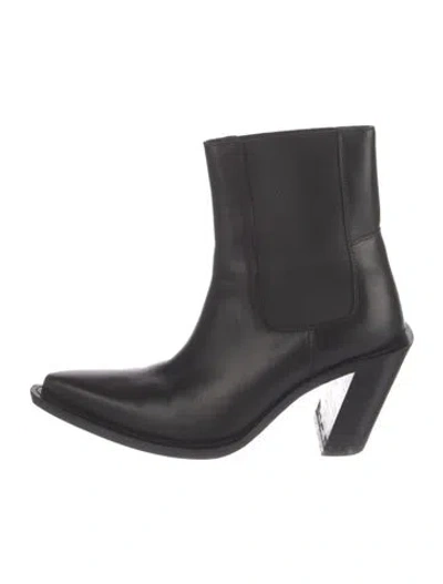 Pre-owned Acne Studios Leather Western Boots In Black