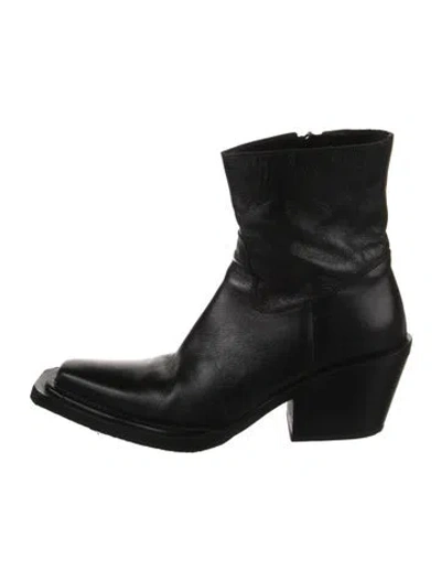 Pre-owned Acne Studios Leather Western Boots In Black