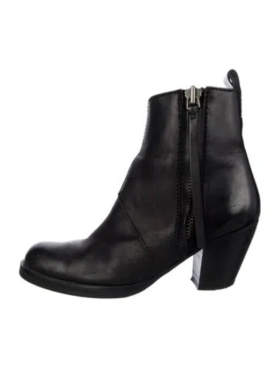 Pre-owned Acne Studios Leather Western Boots In Black
