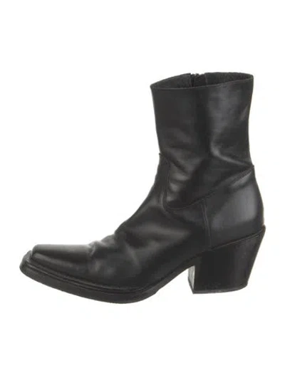 Pre-owned Acne Studios Leather Western Boots In Black