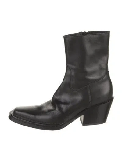 Pre-owned Acne Studios Leather Western Boots In Black