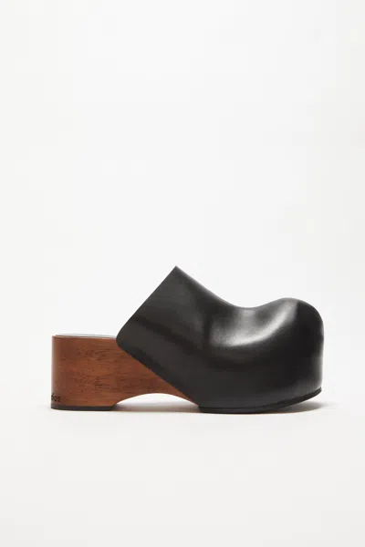 Acne Studios Leather Wood Clogs In Black