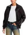 Acne Studios Leather Zip Front Jacket In Black