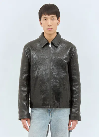 Acne Studios Leather Zip-up Jacket In Black