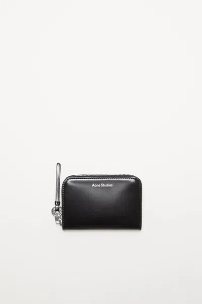 Acne Studios Leather Zip Wallet In Black