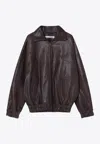 Acne Studios Leather Zipped Jacket In Brown