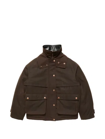 Acne Studios Leather-collar Jacket In Braun
