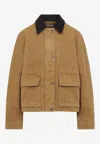 Acne Studios Leather-collar Relaxed Jacket In Brown