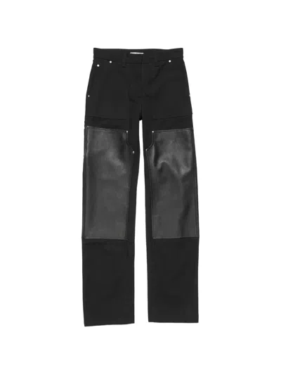 Acne Studios Leather-patch Trousers In Black