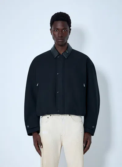 Acne Studios Leather-trimmed Button Jacket In Blue
