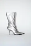Acne Studios Leather Heel Boots In Silver