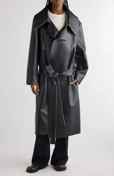 Acne Studios Lekata Leather Belted Coat In Black