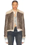 Acne Studios Shearling-trimmed Leather Jacket In Grey & Beige