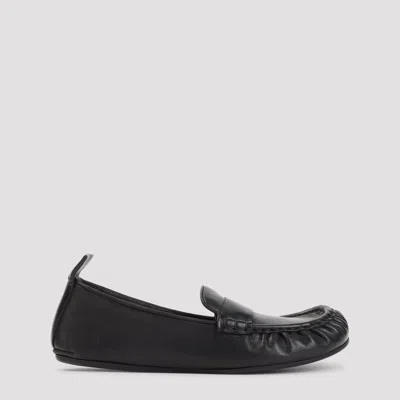 Acne Studios Lethestanether Leather Loafers For Women In Black