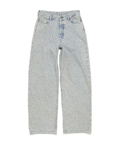 Acne Studios Letter Combination Denim Trousers In Gray
