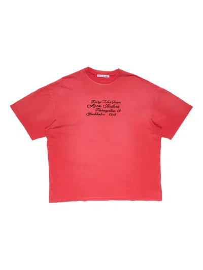 Acne Studios Lettering-detail Cotton T-shirt In Pink