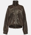 Acne Studios Leather Zipped Jacket In Brown