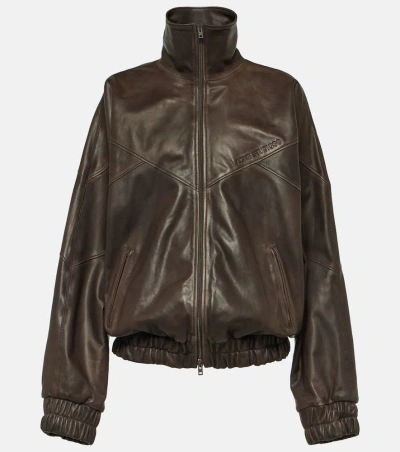 Acne Studios Letty Leather Bomber Jacket In Brown