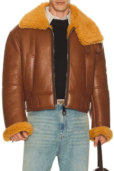 Acne Studios Lhovy Shearling Jacket In Brown