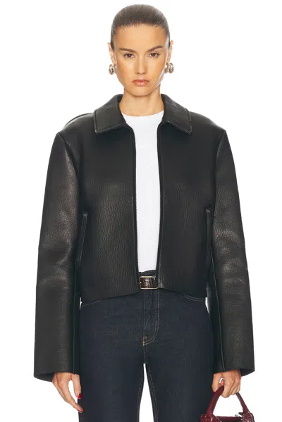 Acne Studios Cropped Leather Jacket In Schwarz