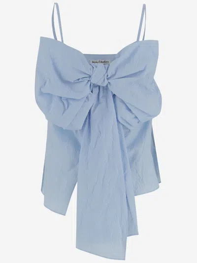 Acne Studios Light Blue Bow Strap Blouse