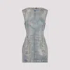 Acne Studios Coated Denim Mini Dress In Light Blue