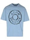 Acne Studios Distressed Graphic Print Crew Neck T-shirt In Blue