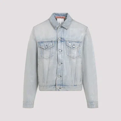 Acne Studios Rye Holo Mermaid Coated Denim Jacket In Light Blue