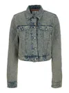 Acne Studios Light Blue Jacket With Jacquard Monogram In Denim Woman In Blue