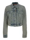 Acne Studios Light Blue Jacket With Jacquard Monogram In Denim Woman In Multicolor