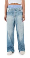 Acne Studios Trompe-loeil Print Trousers In Blue