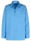 Acne Studios Striped Long Sleeve Button Up Shirt In Blue