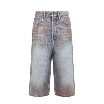 Acne Studios Light Blue Relaxed Flat Front Pants In Multi