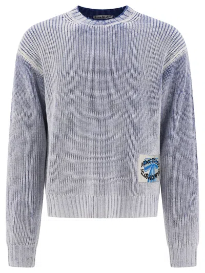 ACNE STUDIOS LIGHT BLUE SWEATER WITH LOGO PATCH FOR MEN
